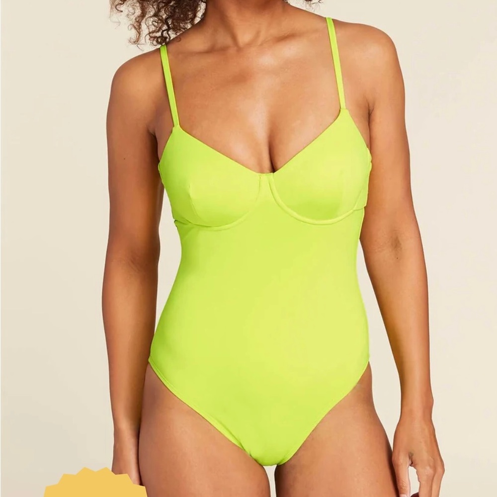 NWOT. Andie Bermuda One Piece Swimsuit. Bright yellow/green!